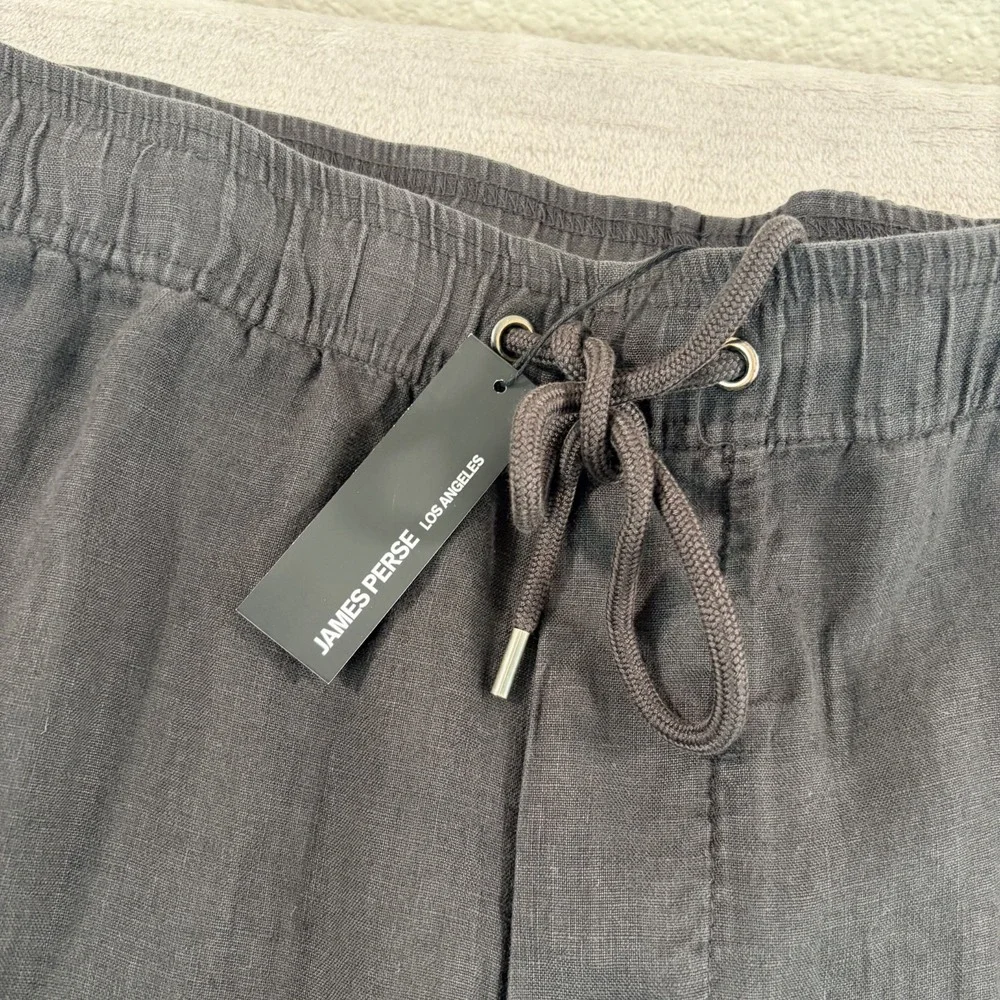 JAMES PERSE Lightweight 100% Linen Pants in Black Men Small Fits 34x31 NWT $295